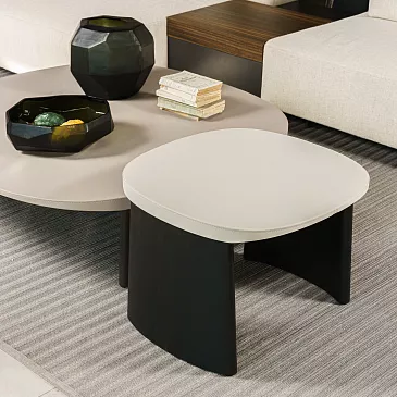 Фото Журнальный столик Cleo 60 Ecoskin Ivory / Black oak от Molteni & C