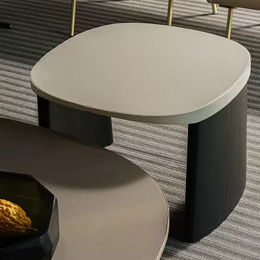 Фото Журнальный столик Cleo 60 Ecoskin Ivory / Black oak от Molteni & C